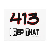 I Rep That 413 Area Code Postcard