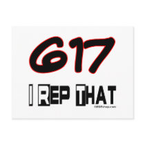 I Rep That 617 Area Code Postcards