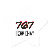 I Rep That 767 Area Code Star Sticker