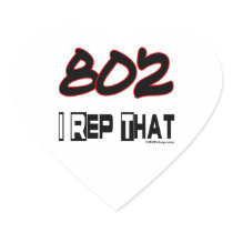 I Rep That 802 Area Code Heart Stickers