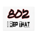 I Rep That 802 Area Code postcards