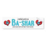 I Rescued a Ba-Shar (Female) Dog Adoption Design Bumper Stickers
