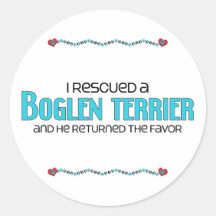 I Rescued a Boglen Terrier (Male) Dog Adoption Round Stickers