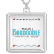 I Rescued a Bordoodle (Male) Dog Adoption Design Necklaces
