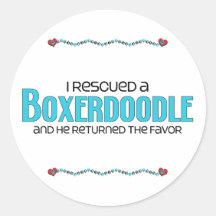 I Rescued a Boxerdoodle (Male) Dog Adoption Design Round Stickers