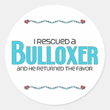 I Rescued a Bulloxer (Male) Dog Adoption Design Round Stickers