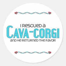 I Rescued a Cava-Corgi (Male) Dog Adoption Design Round Stickers