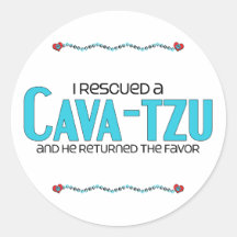 I Rescued a Cava-Tzu (Male) Dog Adoption Design Round Sticker