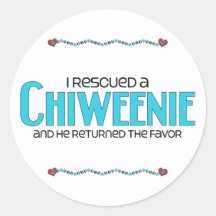 I Rescued a Chiweenie (Male) Dog Adoption Design Round Sticker