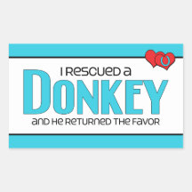 I Rescued a Donkey (Male Donkey) Rectangular Stickers