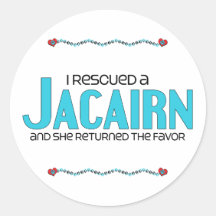 I Rescued a Jacairn (Female) Dog Adoption Design Round Sticker