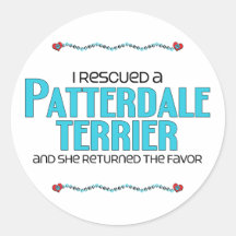 I Rescued a Patterdale Terrier (Female Dog) Round Sticker
