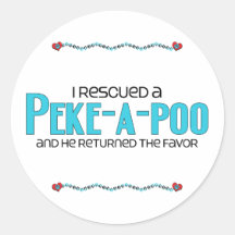 I Rescued a Peke-a-Poo (Male) Dog Adoption Design Round Stickers