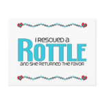 I Rescued a Rottle (Female) Dog Adoption Design postcards