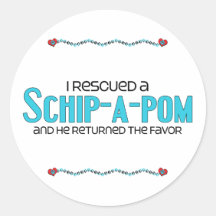I Rescued a Schip-A-Pom (Male) Dog Adoption Design Round Stickers