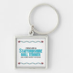 I Rescued a Staffordshire Bull Terrier (Male Dog) Keychains