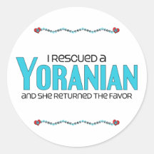 I Rescued a Yoranian (Female) Dog Adoption Design Round Stickers