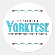 I Rescued a Yorktese (Female) Dog Adoption Design Round Sticker