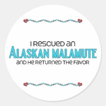 I Rescued an Alaskan Malamute (Male Dog) Round Stickers