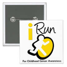 I Run For Childhood Cancer Awareness Pinback Buttons