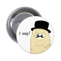 I say! Cute Gentleman Alpaca Pinback Buttons