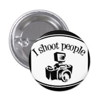 I Shoot People Retro Photographer's Camera B&W Pins