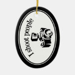 I Shoot People Retro Photographer's Camera B&W Christmas Tree Ornaments
