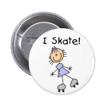 I Skate Stick Figure Button