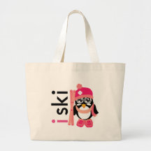 I Ski Penguin Canvas Bags