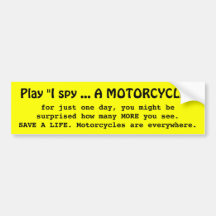 I SPY A MOTORCYCLE BUMPER STICKERS