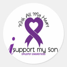 I Support My Son Epilepsy Round Stickers