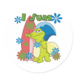 I Surf Round Sticker