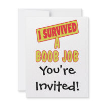I SURVIVED A BOOB JOB CUSTOM INVITATIONS