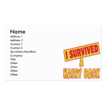 I SURVIVED A HAIRY BACK BUSINESS CARD TEMPLATES