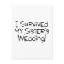 I Survived My Sister's Wedding Black Post Card