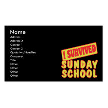 I SURVIVED SUNDAY SCHOOL BUSINESS CARD TEMPLATES