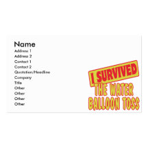 I SURVIVED THE WATER BALLOON TOSS BUSINESS CARD TEMPLATE