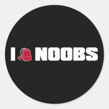 I (teabag) noobs round sticker