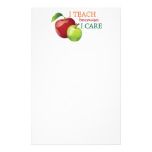 I Teach Because I Care Stationary Personalised Stationery