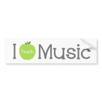 I Teach Music Green Apple Bumper Stickers