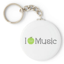 I Teach Music Green Apple Keychain