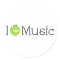 I Teach Music Green Apple Round Sticker