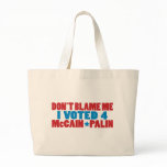 I Voted for McCain Palin Canvas Bags