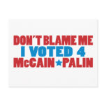 I Voted for McCain Palin Post Card