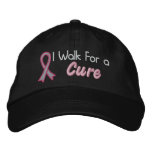 I Walk For a Cure - Breast Cancer Embroidered Baseball Caps