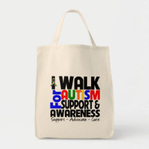 I Walk For Autism Awareness Tote Bags