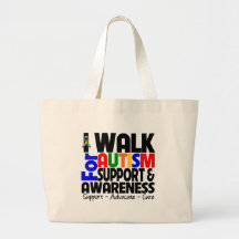 I Walk For Autism Awareness Tote Bags
