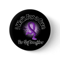 I Walk For My Daughter - Purple Ribbon Pinback Button