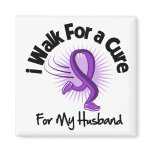 I Walk For My Husband - Purple Ribbon magnets