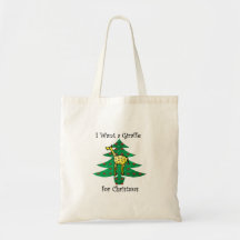 I want a giraffe for christmas canvas bags